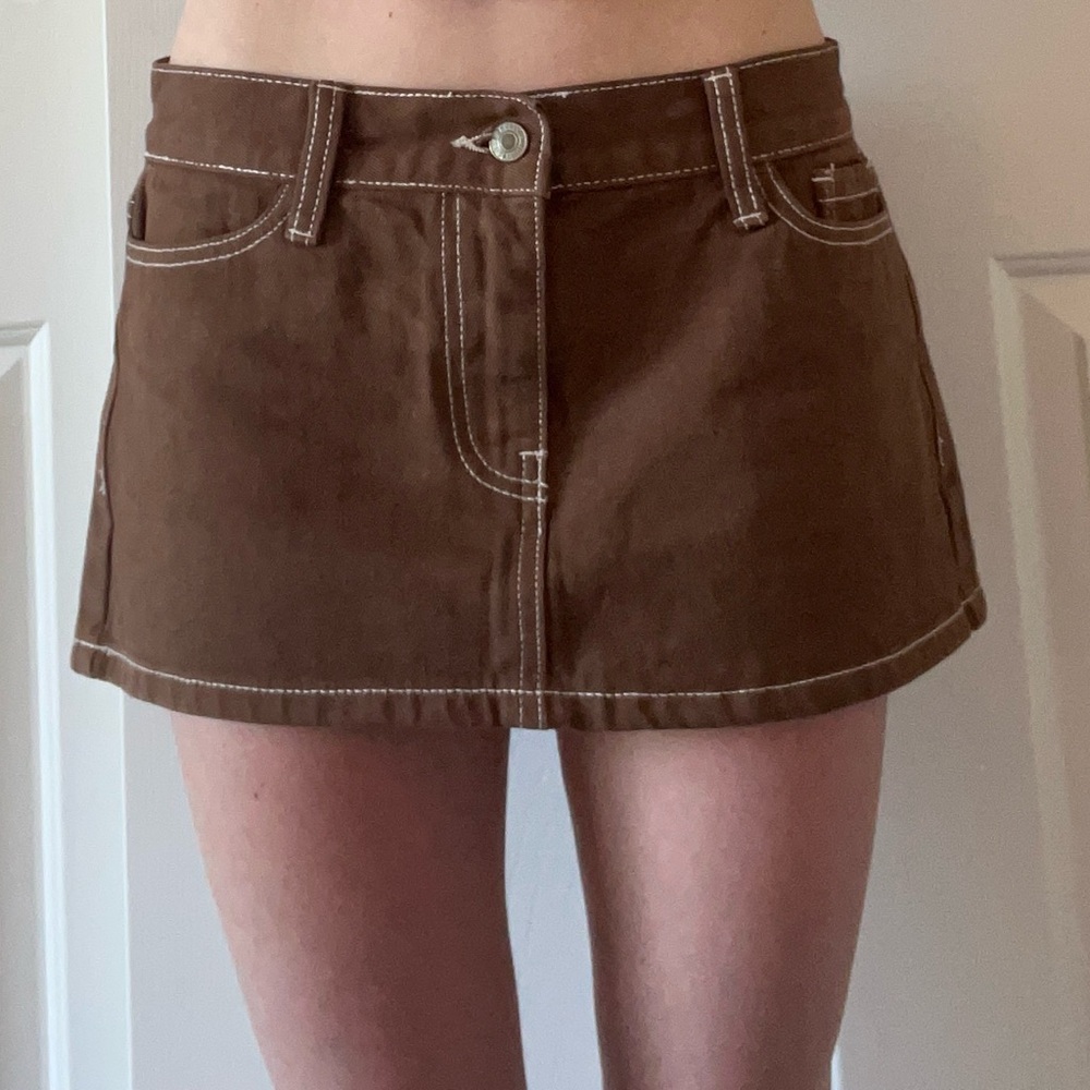 Brandy Melville Brown Low Rise Mini Skirt